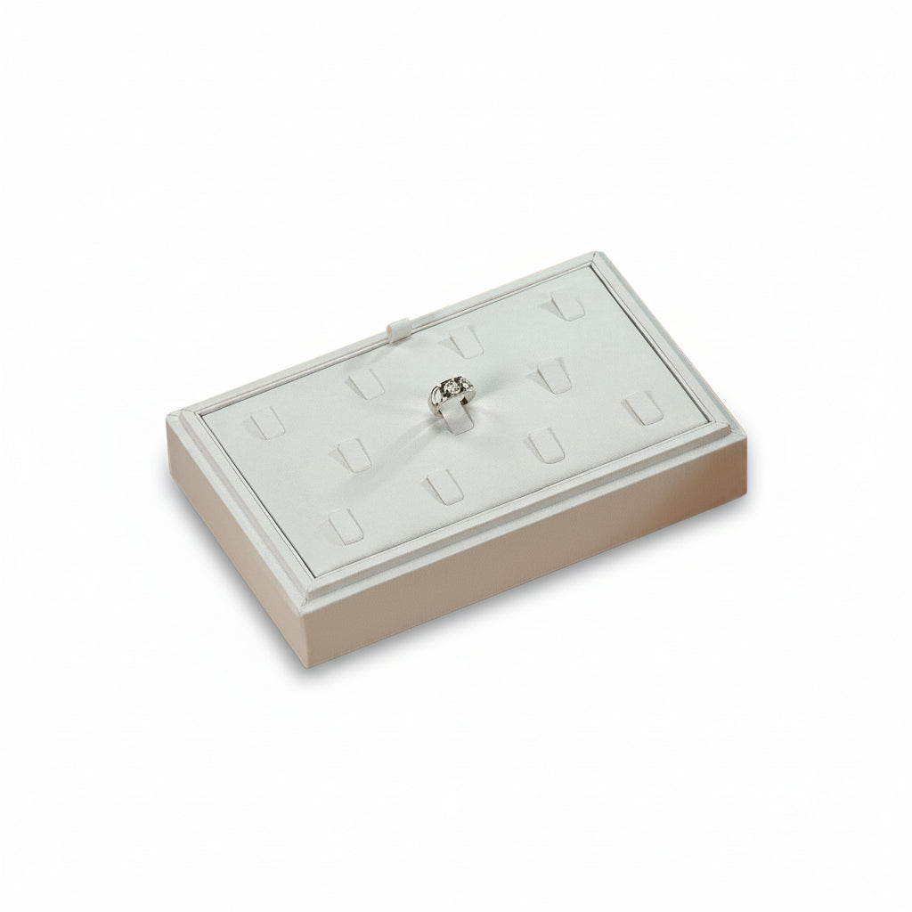 Jewelry box with a ring on a white background