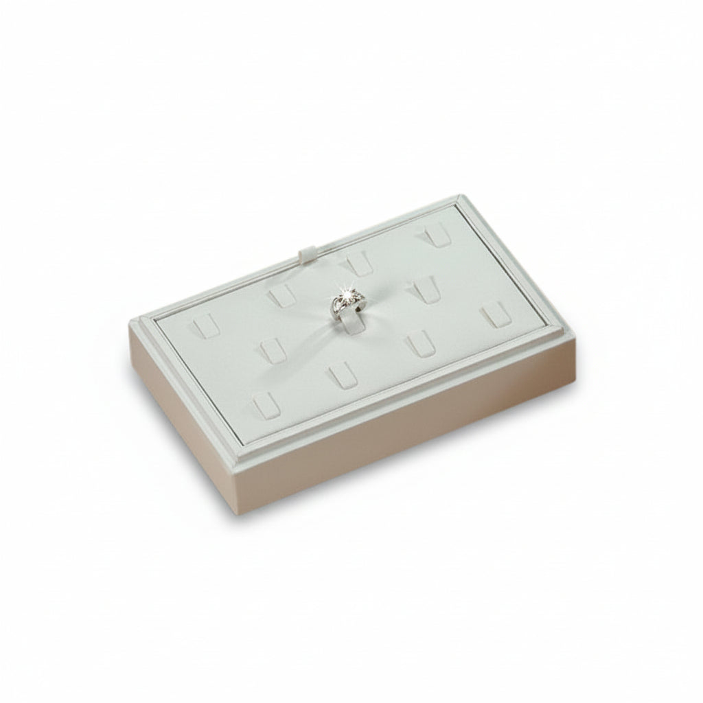 Jewelry box with a ring on a white background