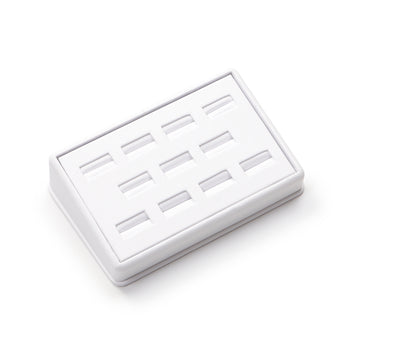 White Leatherette 11 Ring Slot Stand
