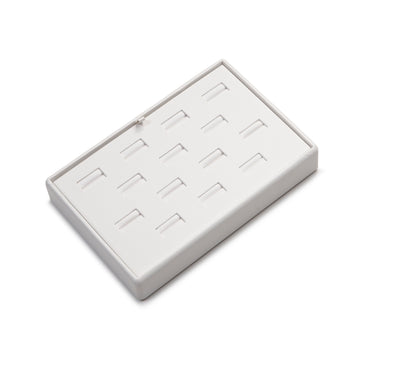 White Leatherette 14 Slot Ring Tray