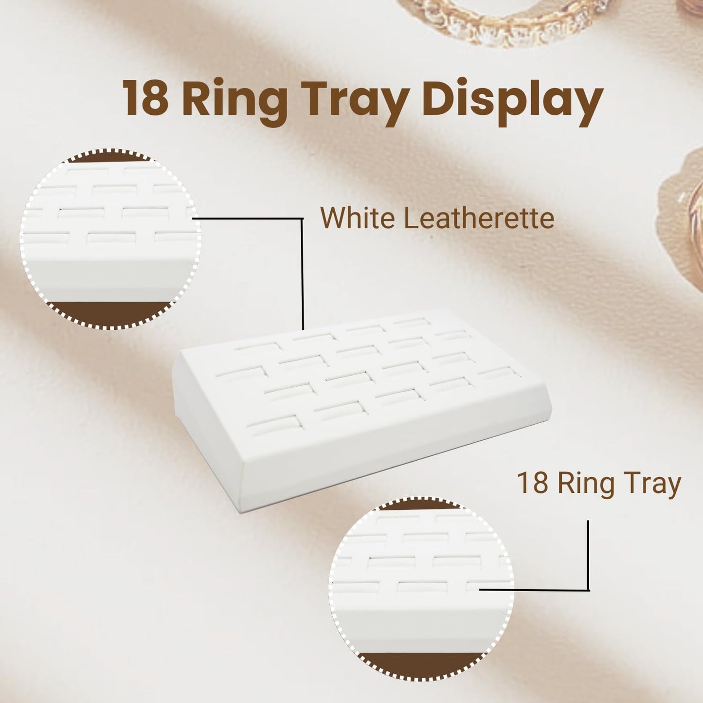 White Leatherette 18 Slot Ring