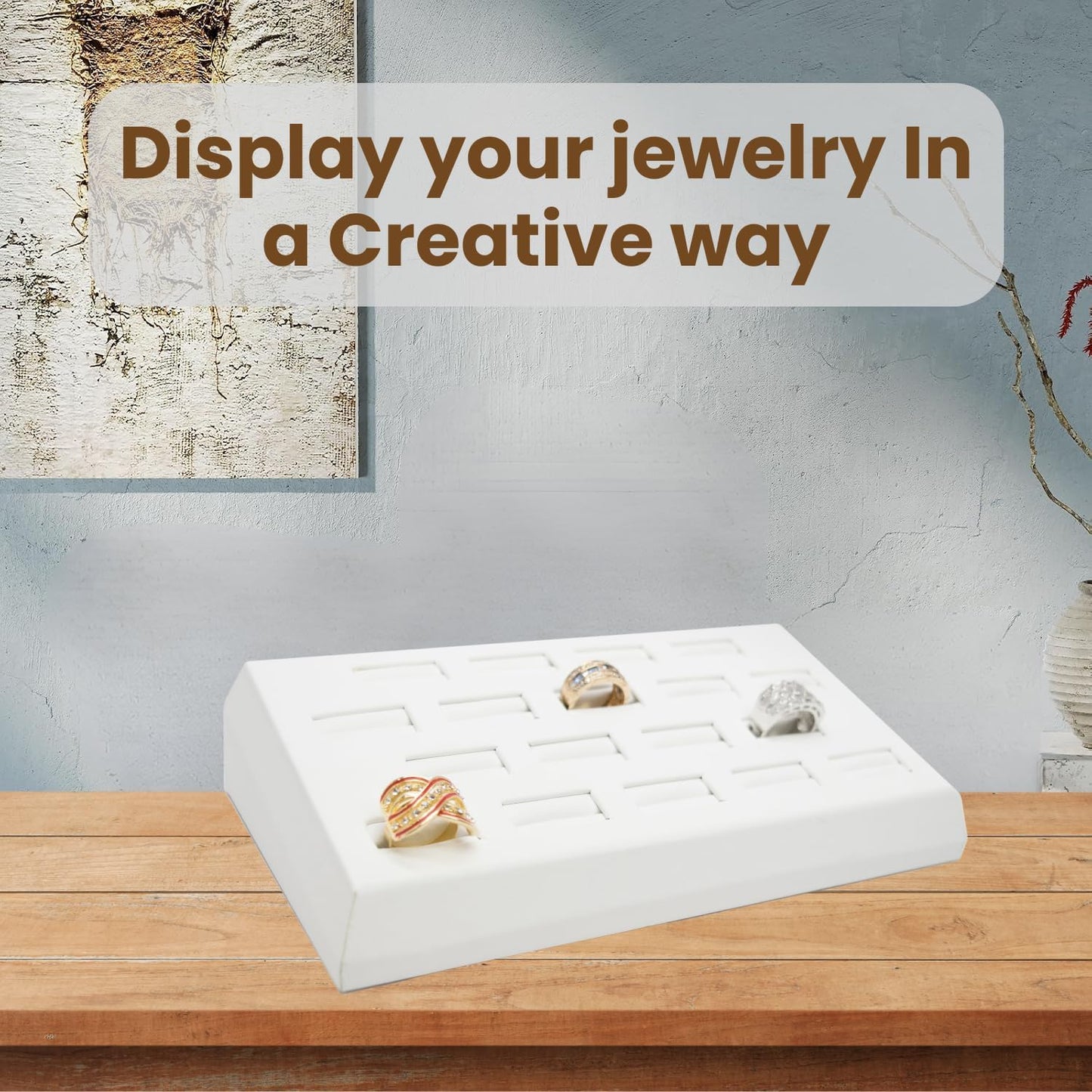 White Leatherette 18 Slot Ring