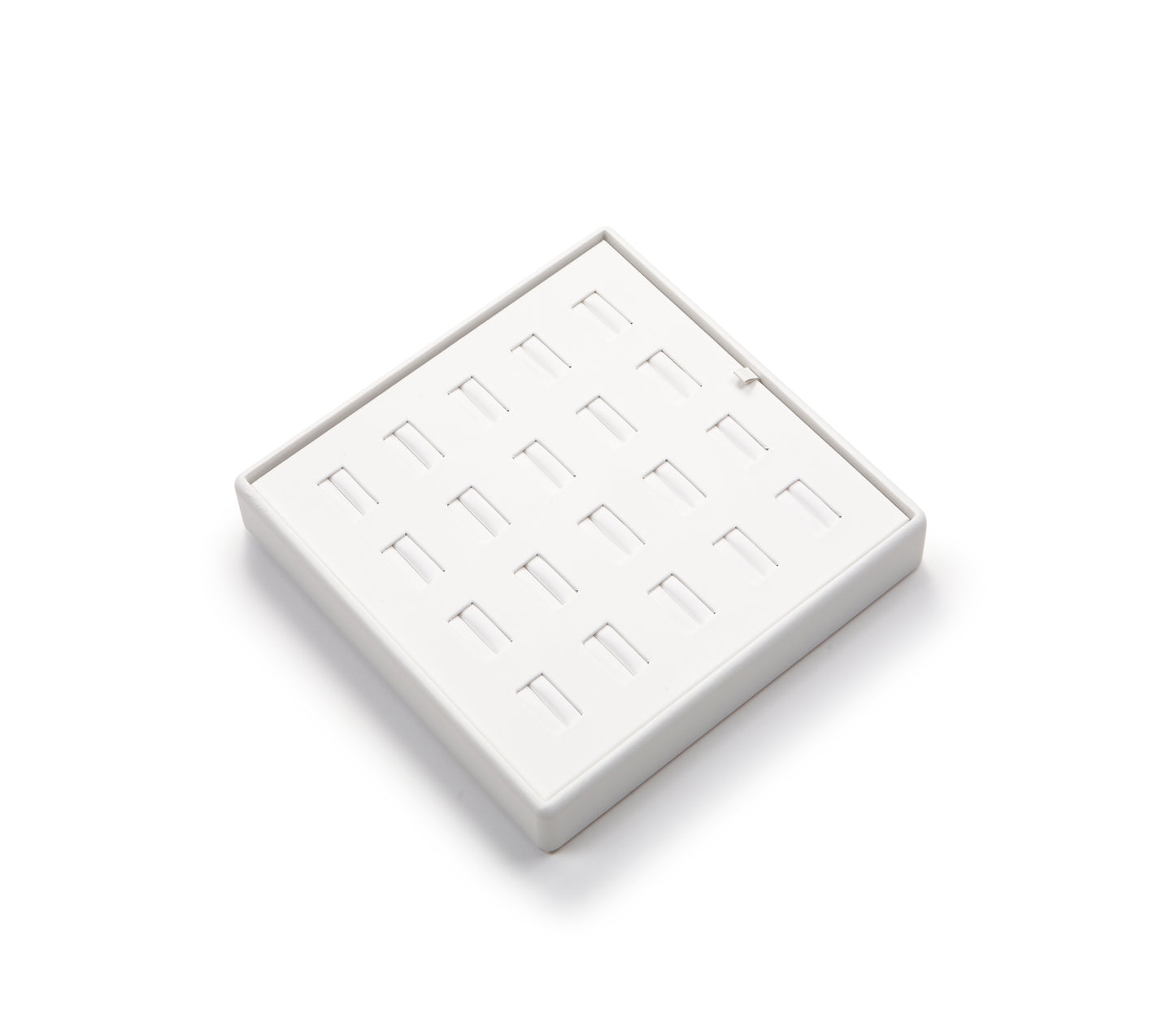 White Leatherette 20 Slot Ring Tray