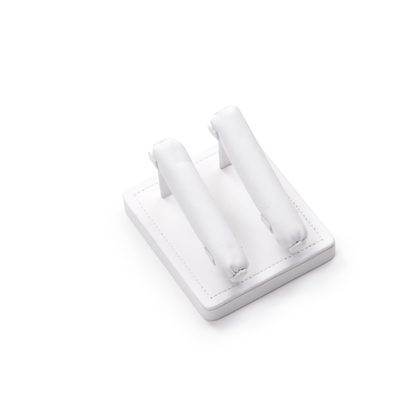 White Leatherette 2 Bar Ring Stand