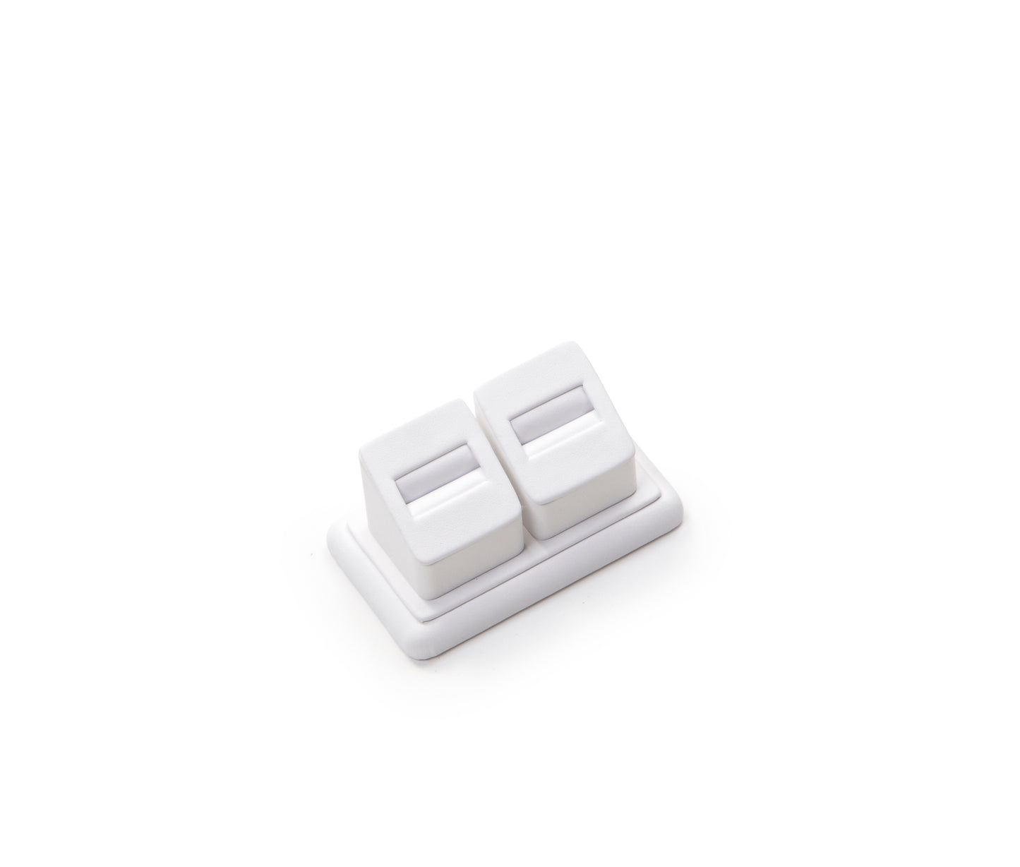 White Leatherette 2 Ring Slot Stand