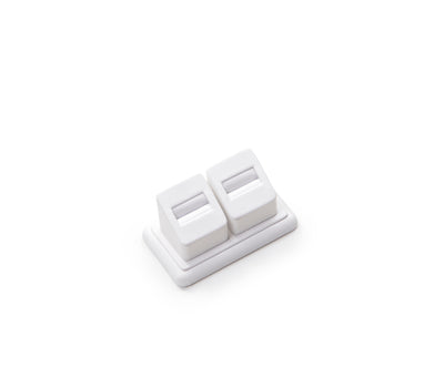 White Leatherette 2 Ring Slot Stand