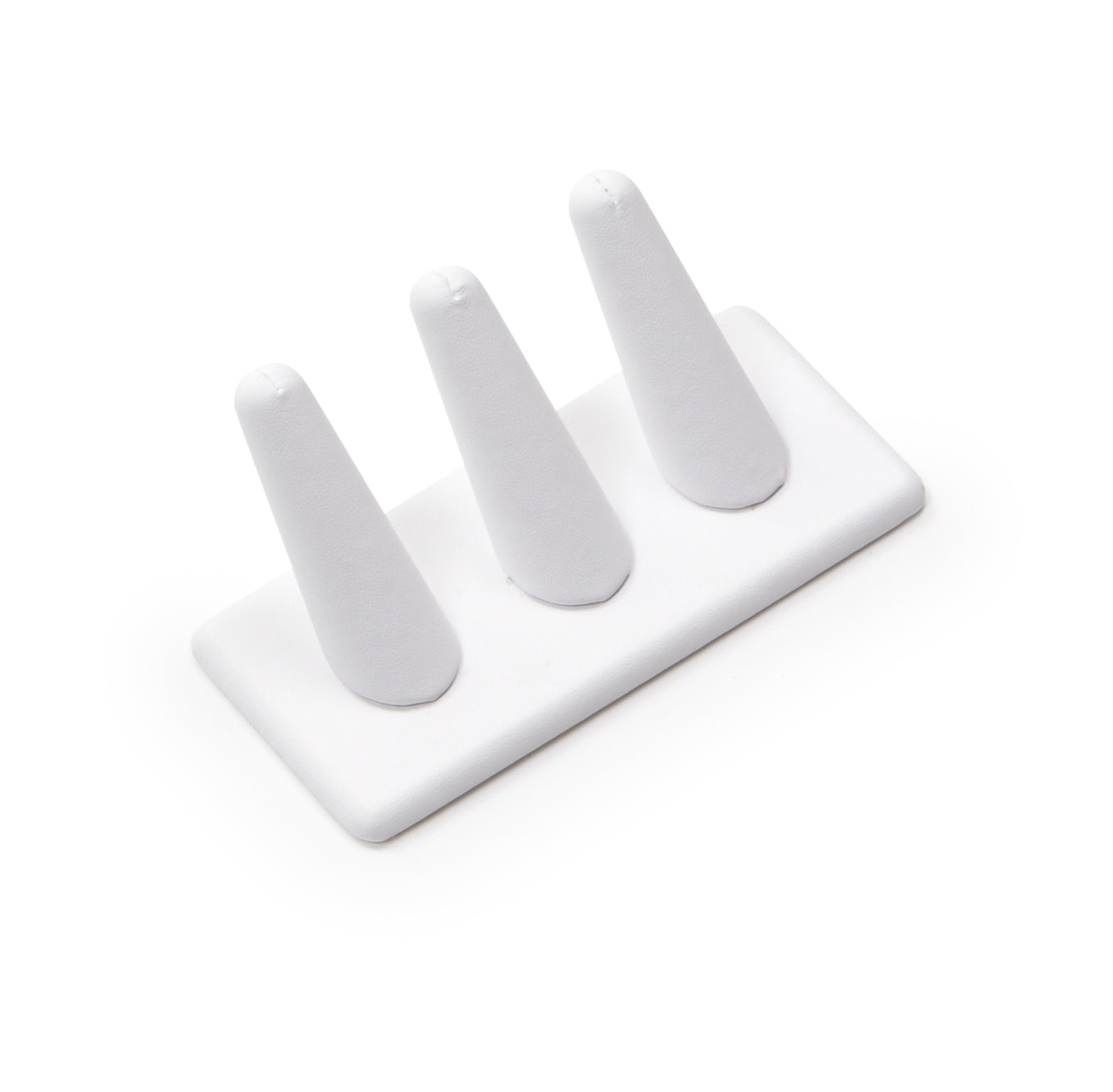 White Leatherette 3 Ring Finger Display