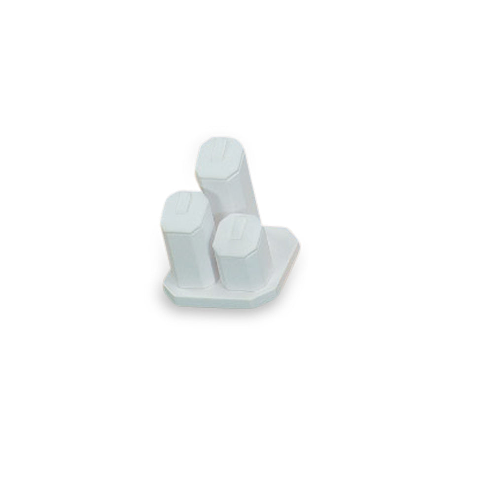 White Leatherette 3 Ring Tower