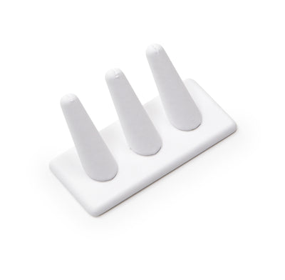 White Leatherette 3 Ring Finger Display
