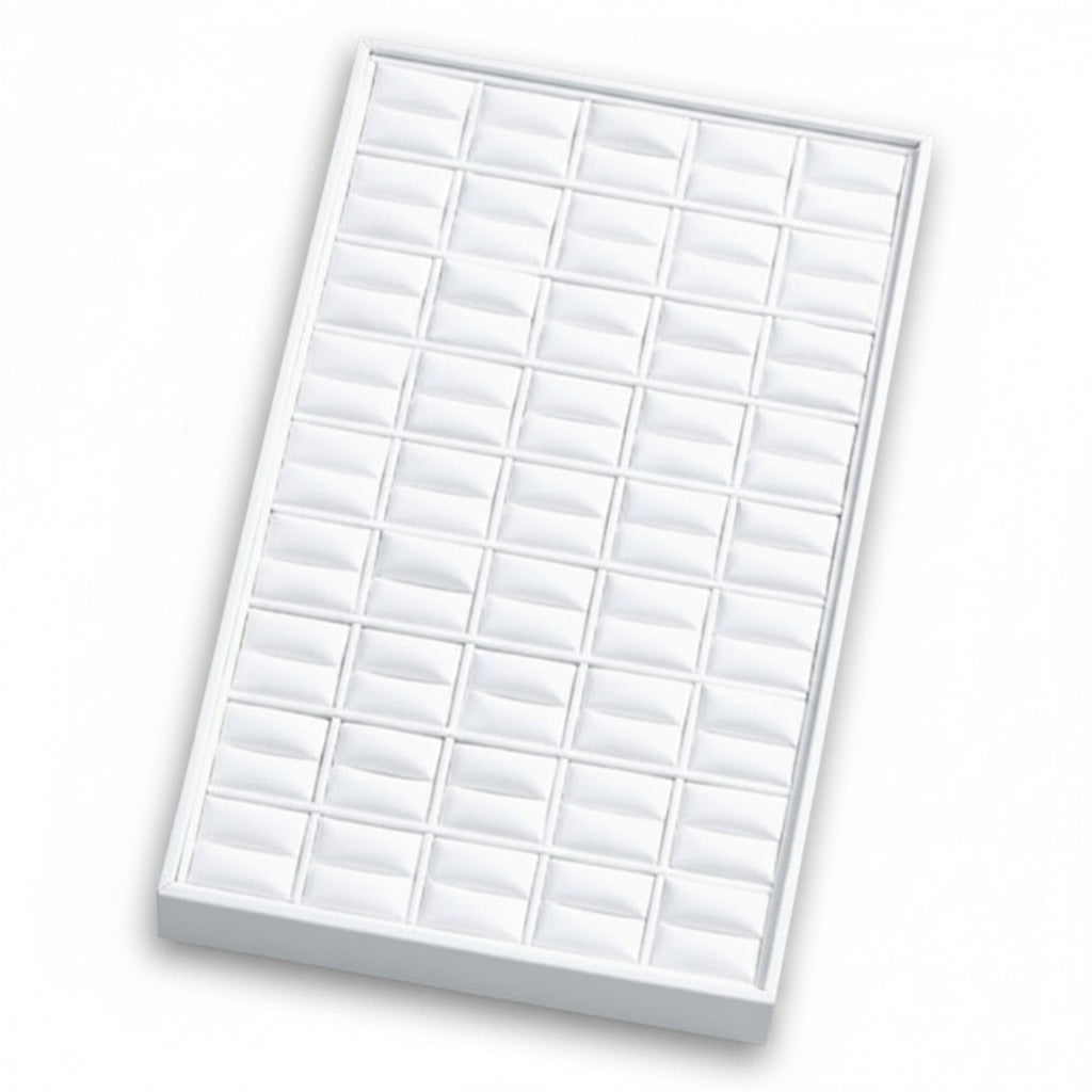 White Leatherette 45 Ring Slot Display