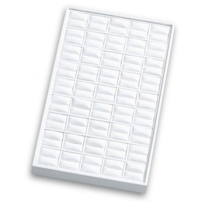 White Leatherette 45 Ring Slot Display