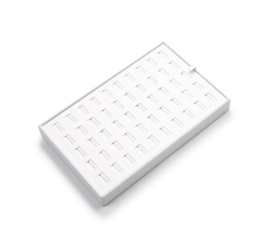 White Leatherette 50 Slot Ring Tray