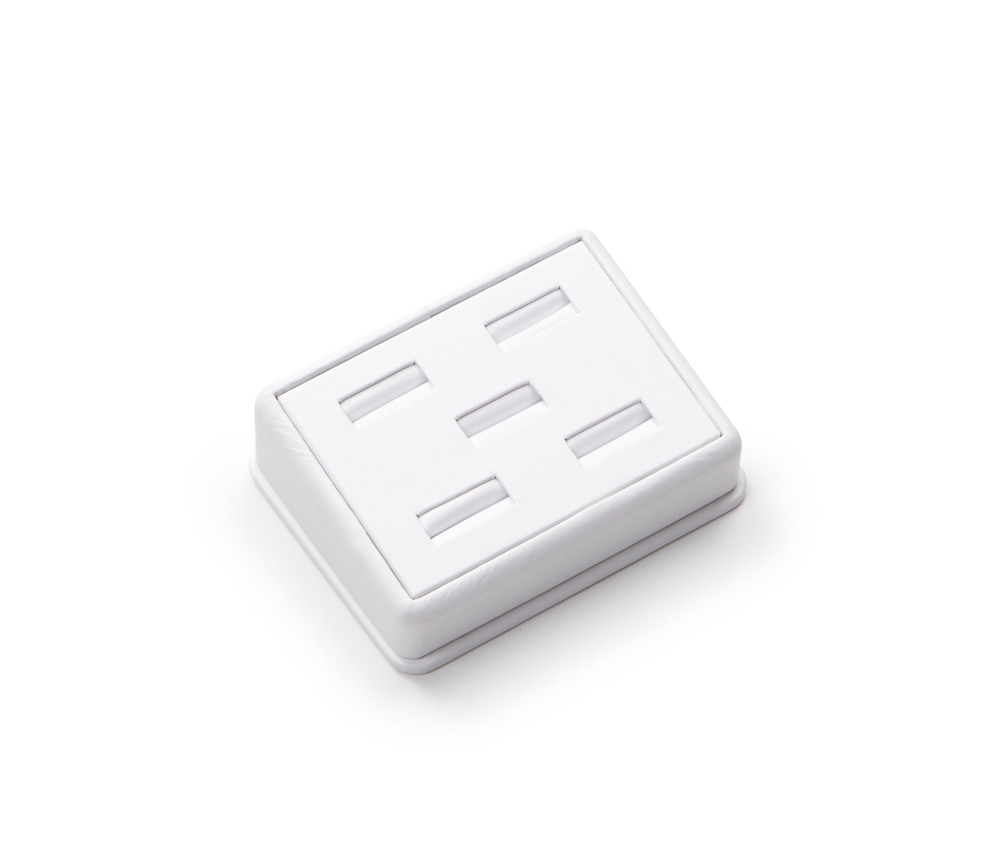 White Leatherette 5 Ring Slot Stand