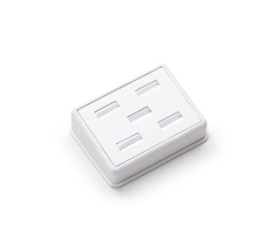 White Leatherette 5 Ring Slot Stand