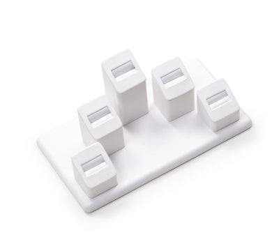 White Leatherette 5 Ring Slot Stand