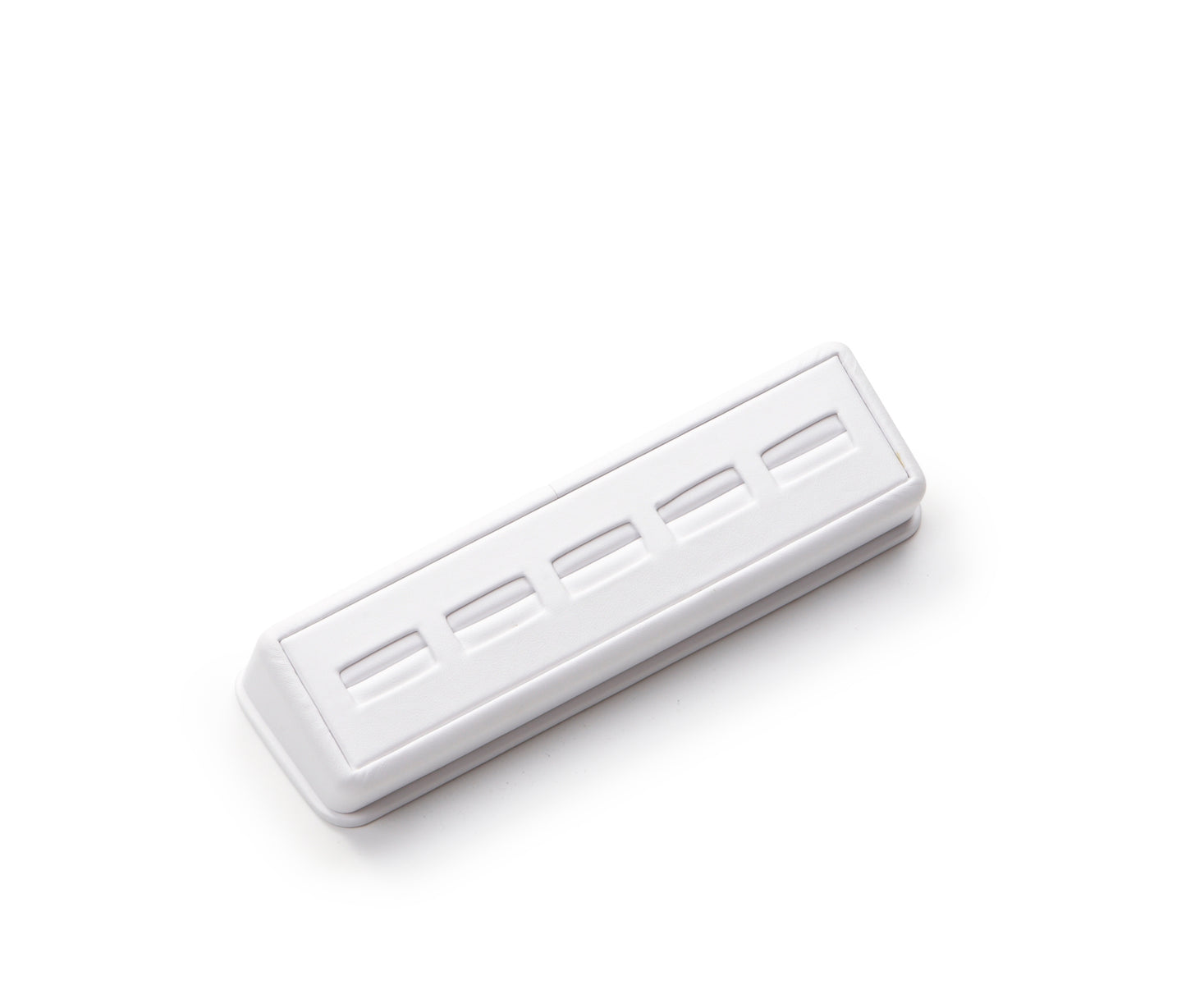 White Leatherette 5 Ring Slot Tray