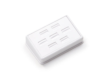 White Leatherette 7 Ring Slot Stand