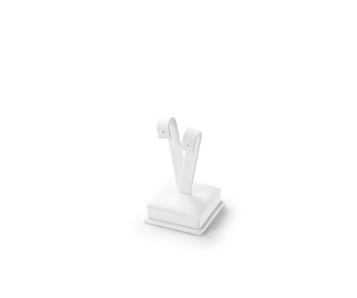 White Leatherette Short Earring Stand