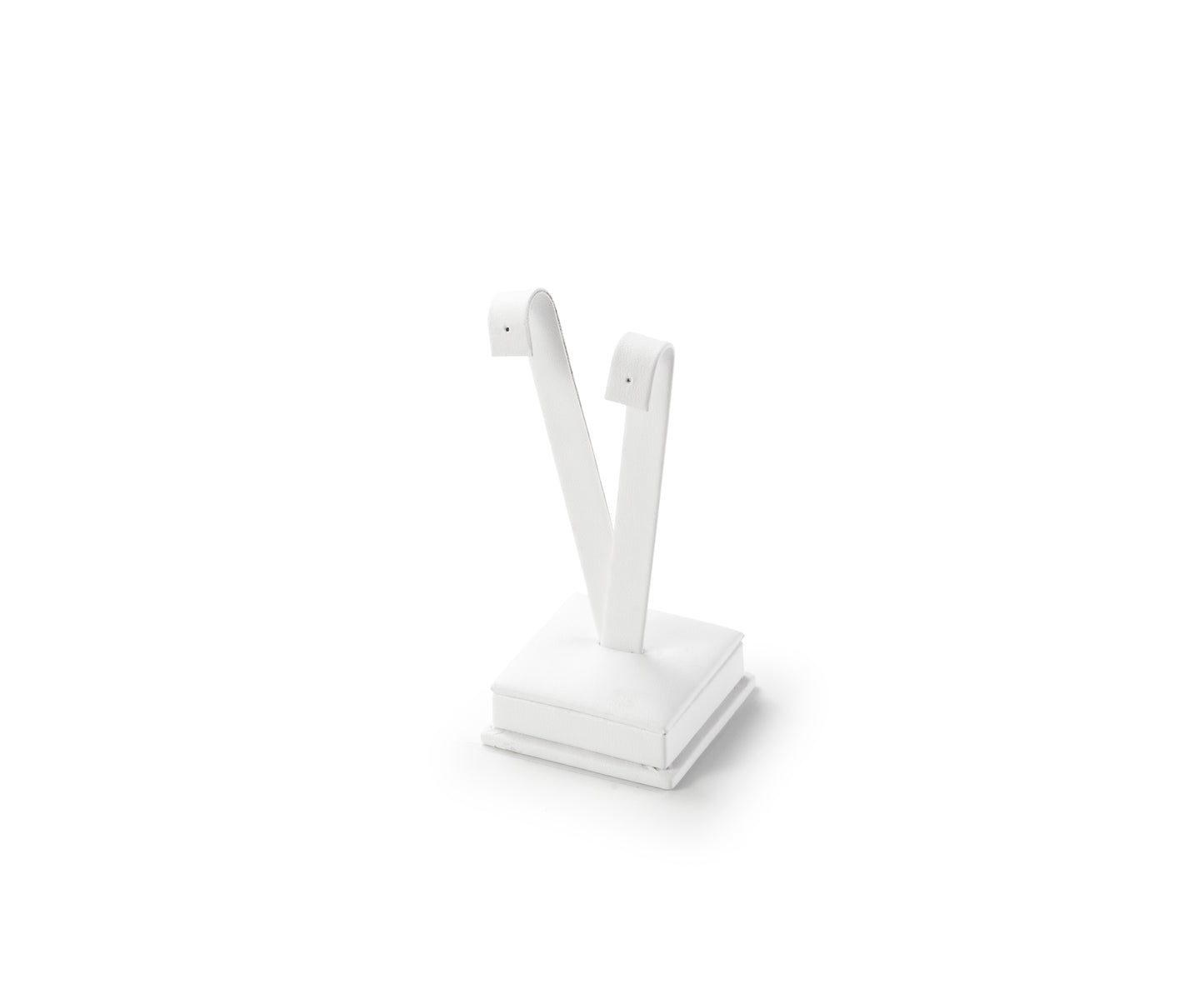 White Leatherette Tall Earring Stand
