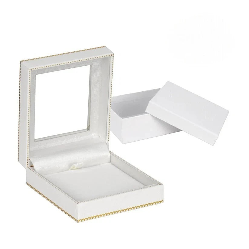 White Window Leatherette Large Pendant Box
