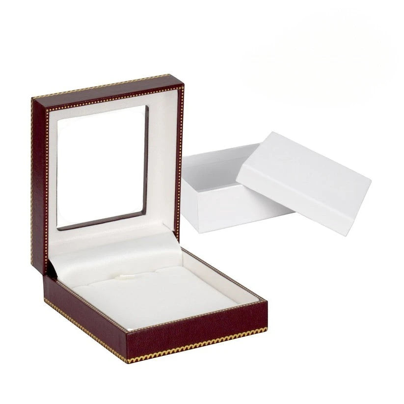 Burgundy Window Leatherette Large Pendant Box