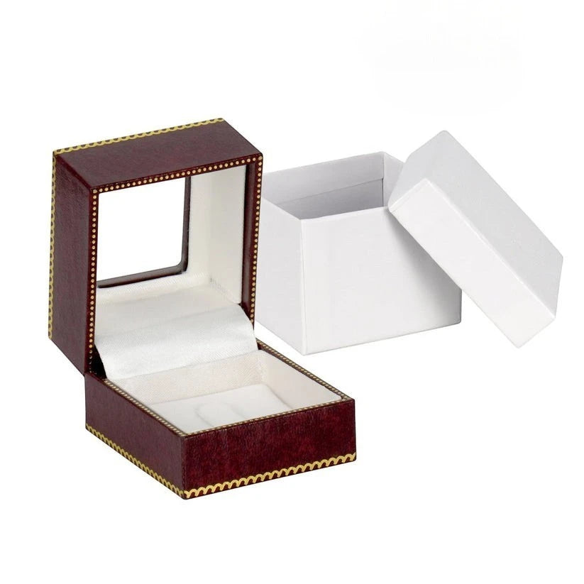 Burgundy Window Leatherette Ring Clip Box