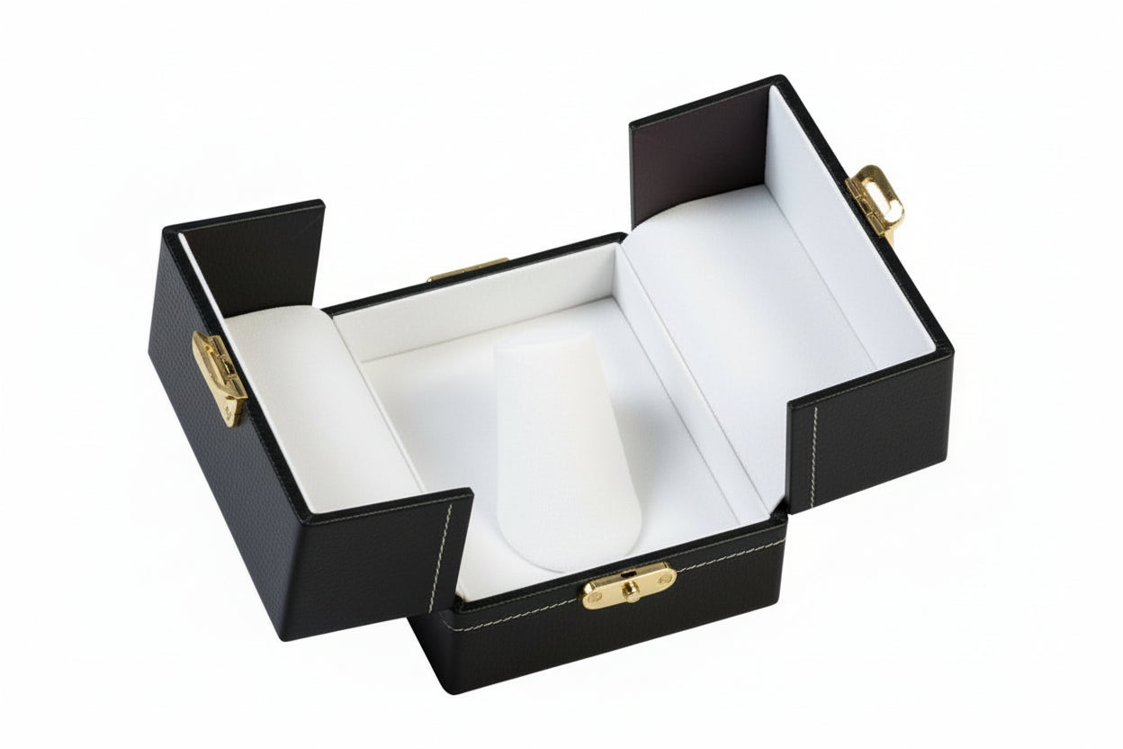 Leatherette Double Door Ring Finger Box