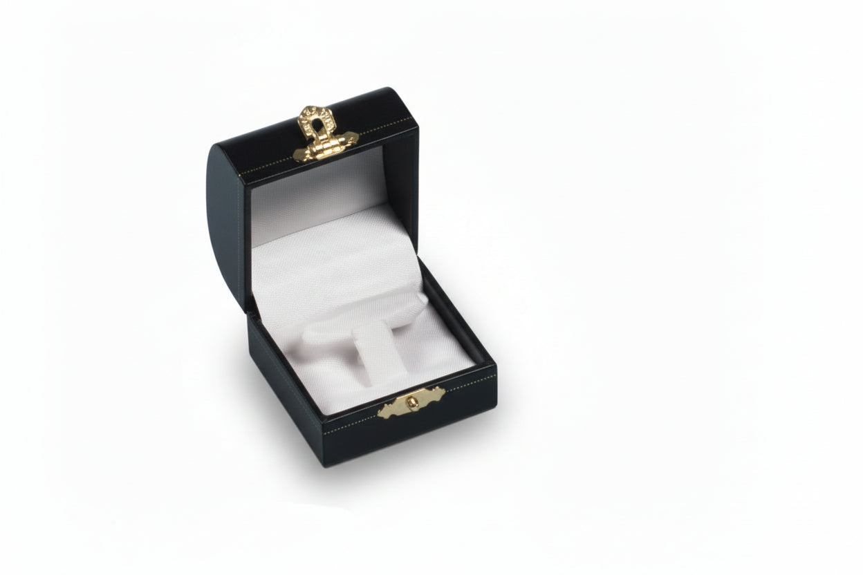 Open black jewelry box