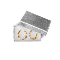 Hoop earrings in a silver  jewelry box 