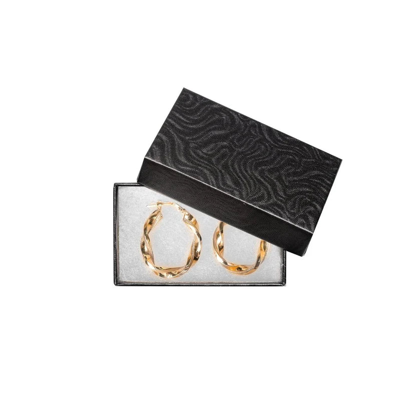 Hoop earrings in a decorative black box