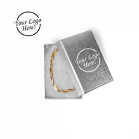 Bracelet in a silver jewelry box with 'Your Logo Here!' text 