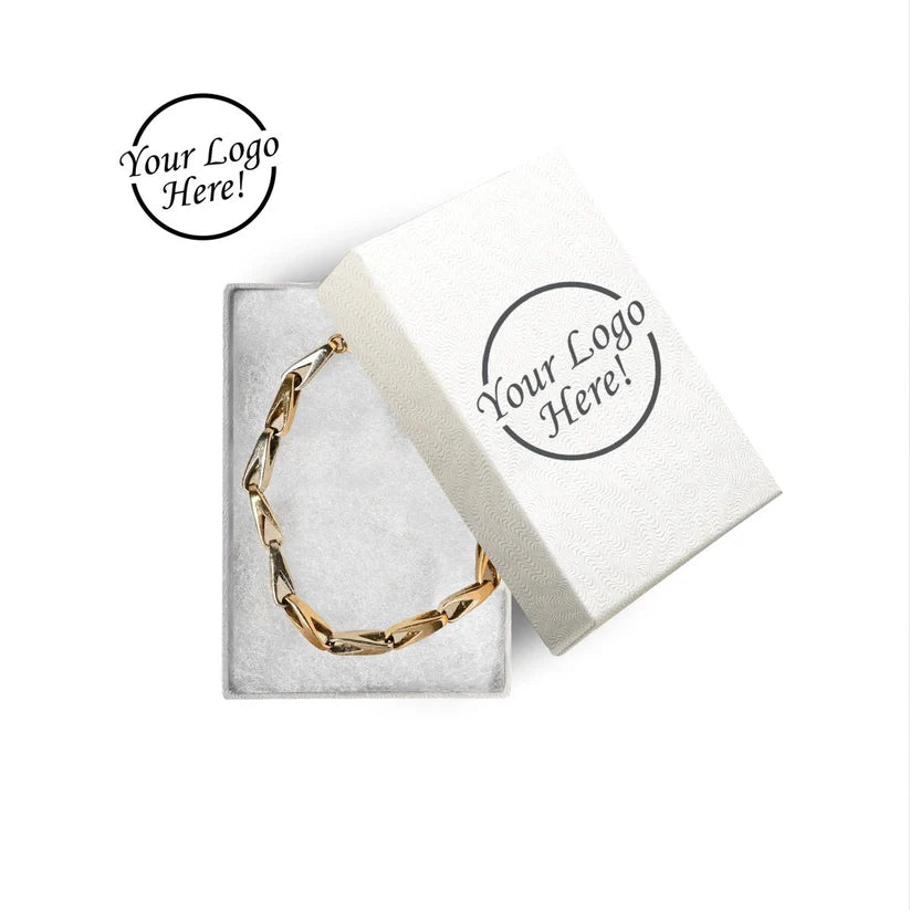 Bracelet in a white box with 'Your Logo Here!' text 