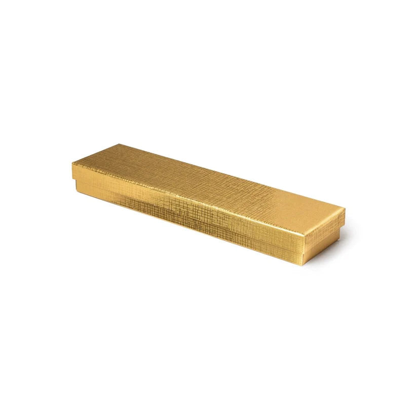 Gold rectangular box with textured surface