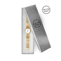 Watch in a silver box with 'Your Logo Here!' text 