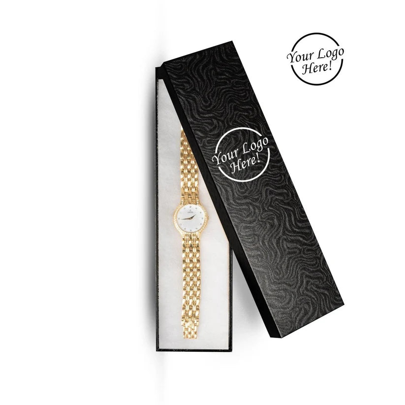 watch in a black box with 'Your Logo Here!' text