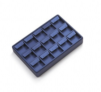 Navy Blue Leatherette 15 Earring Tray
