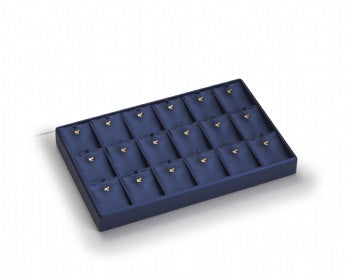 Navy Blue Leatherette 18 Earring/Pendant Tray