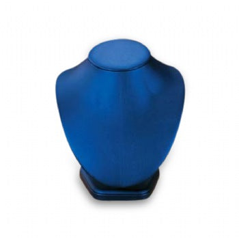 Navy Blue Leatherette Medium Wood Neckform Stand