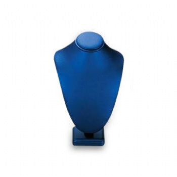 Navy Blue Leatherette Medium Wood Neckform Stand