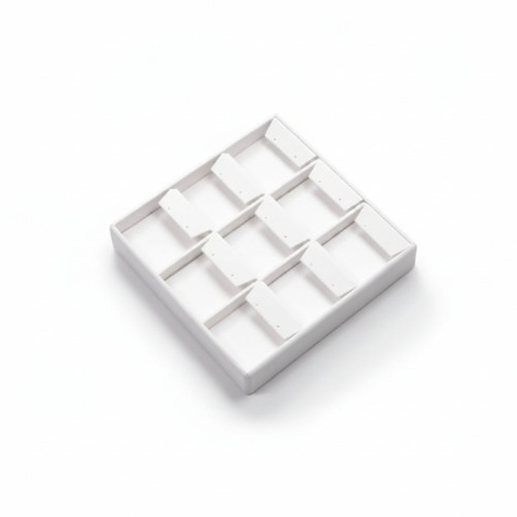 White Leatherette 9 Earring Tray