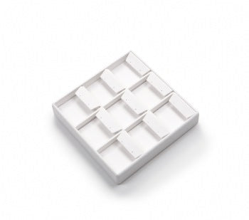 White Leatherette 9 Earring Tray