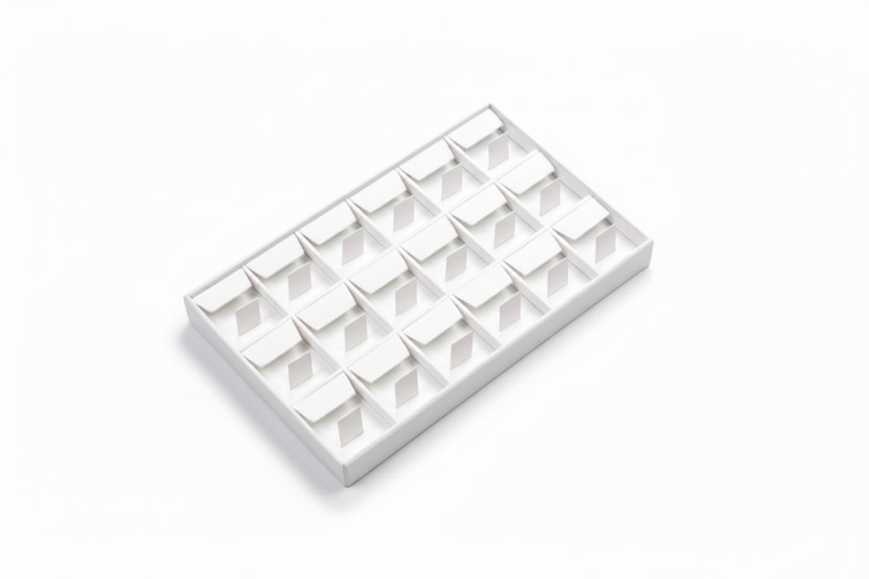 White Leatherette 18 Earring Tray