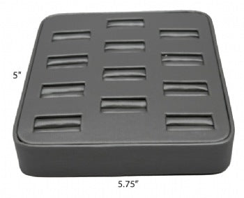 12 Slot Steel Gray Ring/Cufflink Tray Stand Holder Jewelry Display