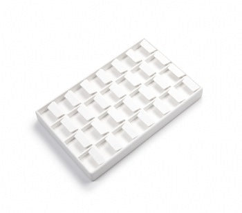 White Leatherette 28 Earring Tray