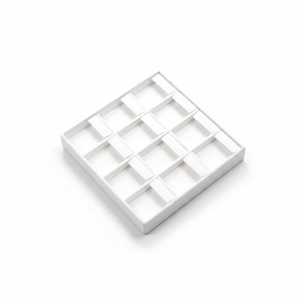 White Leatherette 12 Earring Tray