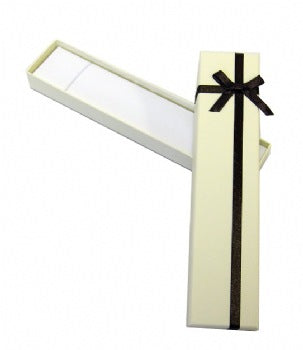 Chocolate Beige Cardboard Bracelet Box with a Bow