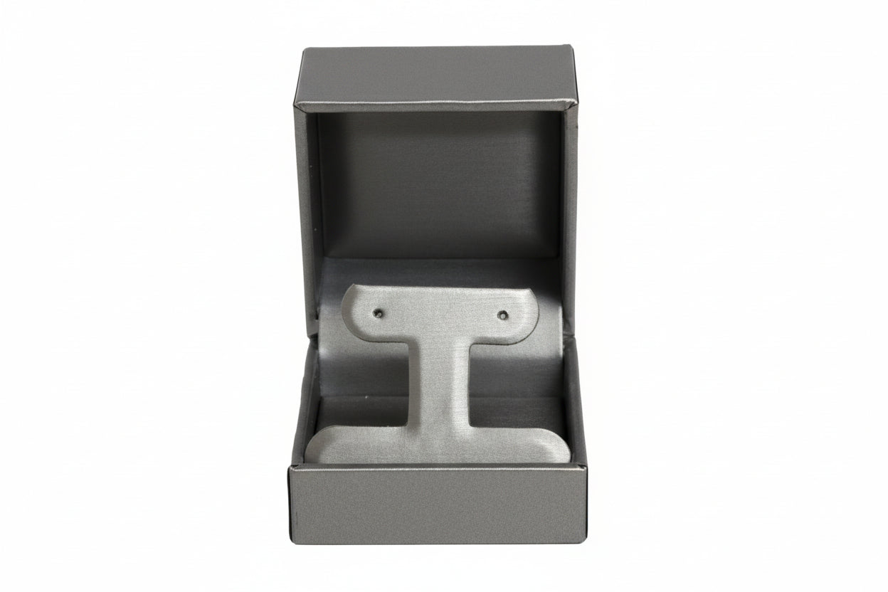 Silver Leatherette Earring Tree Box