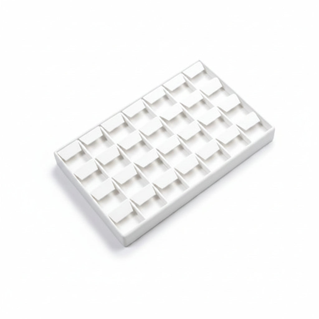 White Leatherette 28 Earring Tray