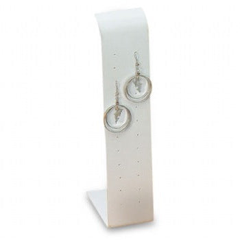 White Leatherette 8 Pairs Earring Stand