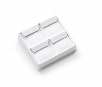 White Leatherette 4 Earring Stand
